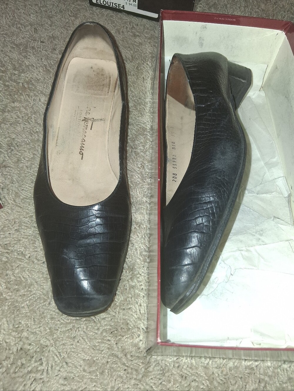 Salvatore Farragamo  Black Croc-Embossed Leather Slip-On Loafers